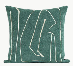 Abstract Green Decorative Throw Pillows, Geometric Square Modern Throw Pillows for Couch, Large Contemporary Throw Pillow for Interior Design-Silvia Home Craft