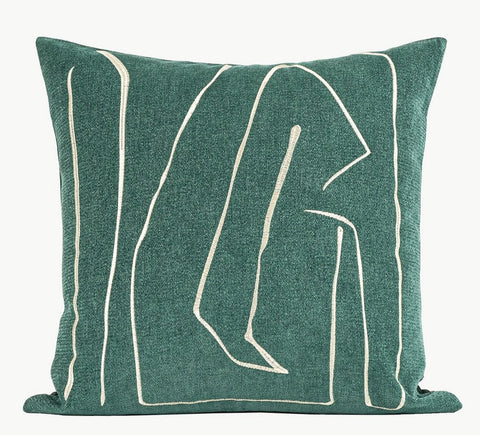 Abstract Green Decorative Throw Pillows, Geometric Square Modern Throw Pillows for Couch, Large Contemporary Throw Pillow for Interior Design-Silvia Home Craft