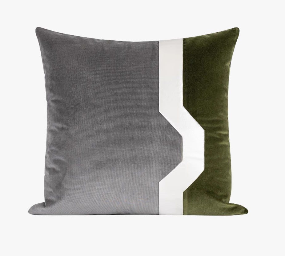 Modern Sofa Throw Pillows, Large Decorative Throw Pillows for Couch, Grey Green Abstract Contemporary Throw Pillow for Living Room-Silvia Home Craft
