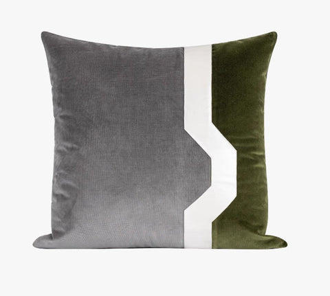 Modern Sofa Throw Pillows, Large Decorative Throw Pillows for Couch, Grey Green Abstract Contemporary Throw Pillow for Living Room-Silvia Home Craft