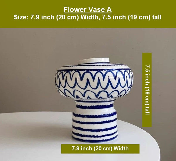Handmade Water Holding Flower Vases, Modern Ceramic Flower Vases, Porcelain Bud Vases, Small Flower Vases on Table-Silvia Home Craft
