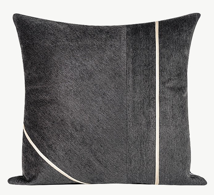 Contemporary Throw Pillow for Living Room, Modern Square Pillows, Abstract Black Throw Pillows for Couch, Simple Modern Sofa Throw Pillows-Silvia Home Craft