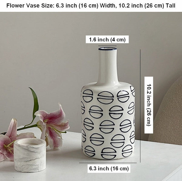 Modern Porcelain Flower Vases, Water Holding Flower Vases, Ceramic Bud Vases, Centerpiece for Dining Table, Small Flower Vases on Table-Silvia Home Craft