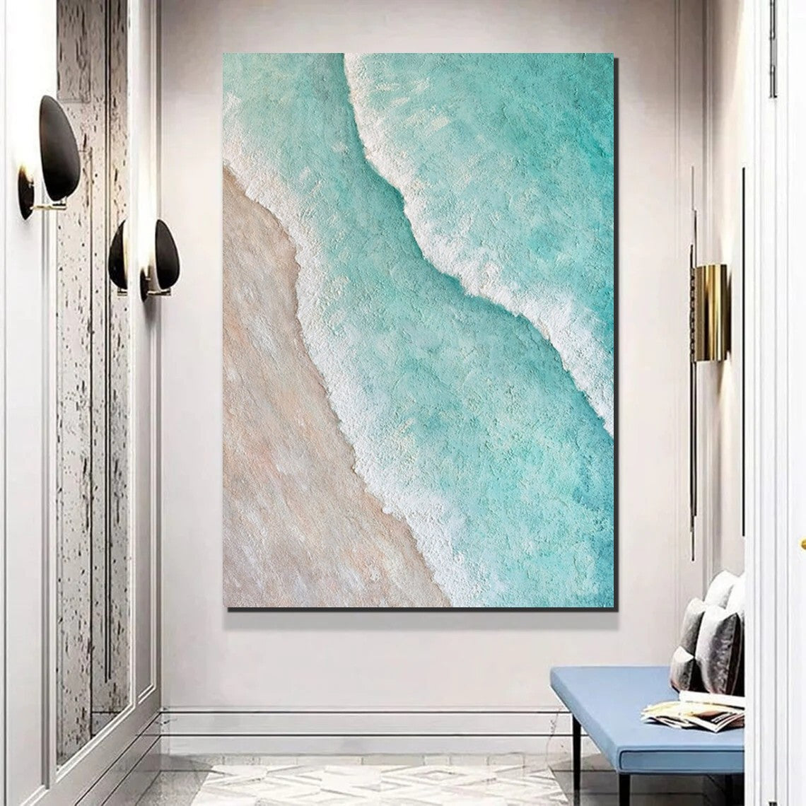 Large Painting On Canvas Living Room Wall Art, Oversized Grey White Texture, Neutral Modern Abstract, Horizontal Dimensional Art, Hand Painted Original, Soft Beige