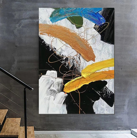 Palette Knife Paintings, Acrylic Paintings on Canvas, Bedroom Modern Wall Art Paintings, Abstract Painting for Living Room, Large Paintings Behind Sofa-Silvia Home Craft