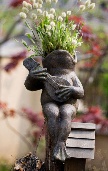 Garden Animal Statues, Unique Modern Garden Sculptures, Frog Flowerpot for Garden Decoration, Beautiful Cute Frog Statues, Creative Villa Outdoor Gardening Ideas-Silvia Home Craft