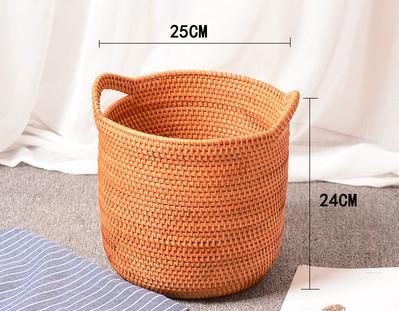 Wicker Woven Storage Baskets, Kitchen Storage Baskets, Rattan Storage Basket, Round Storage Basket for Bathroom-Silvia Home Craft