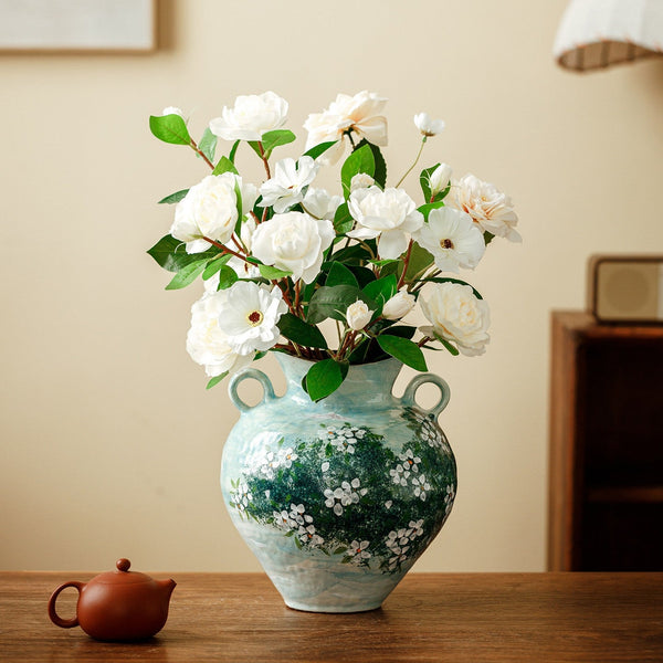 Centerpiece on Dining Table, Handmade Water Holding Flower Vases, Large Flower Vases on Table, Modern Pottery Flower Vases, Pottery Bud Vases-Silvia Home Craft