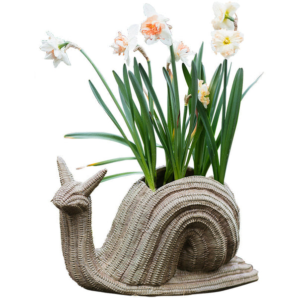 Cute Snail Statues, Garden Animal Statues, Snail Flowerpot for Garden Decoration, Unique Modern Garden Sculptures, Creative Villa Outdoor Gardening Ideas-Silvia Home Craft
