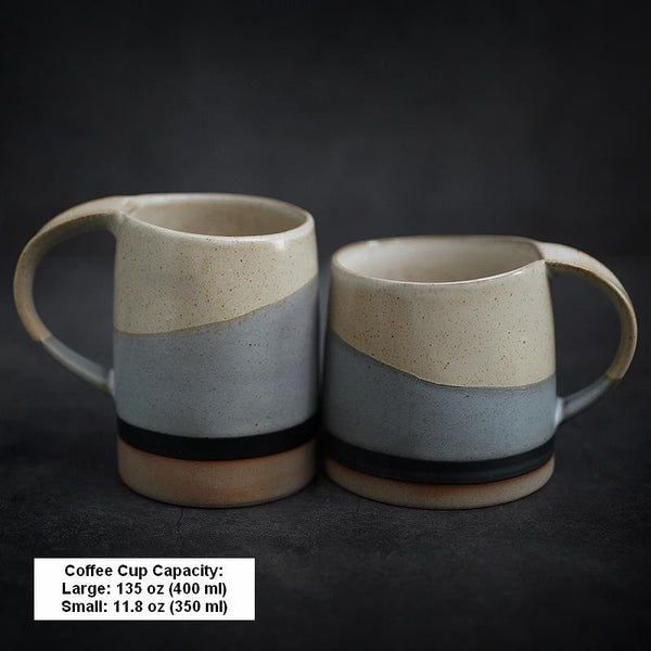 Large Pottery Coffee Cup, Handmade Coffee Cup, Ceramic Coffee Mug, Latte Coffee Cup, Large Tea Cup-Silvia Home Craft
