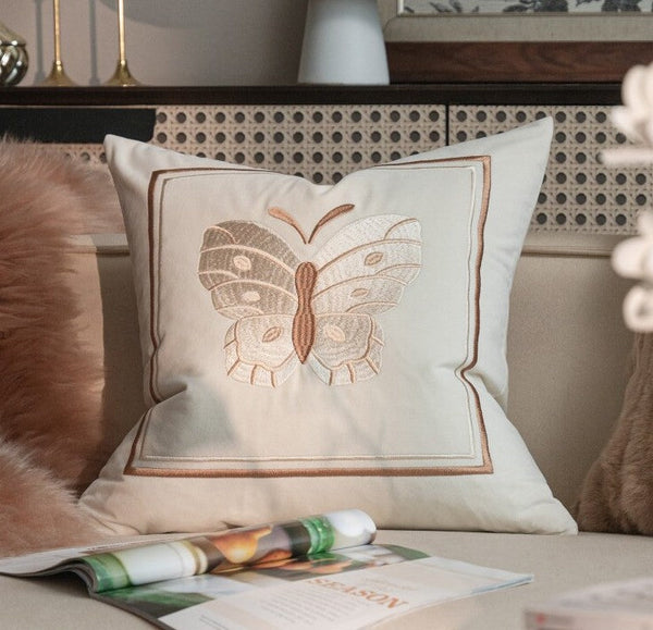 Decorative Pillow Arrangement Ideas for Couch, Modern Decorative Pillows for Bedroom, Embroidered Butterfly Pillow Covers, Large Decorative Throw Pillows for Living Room-Silvia Home Craft