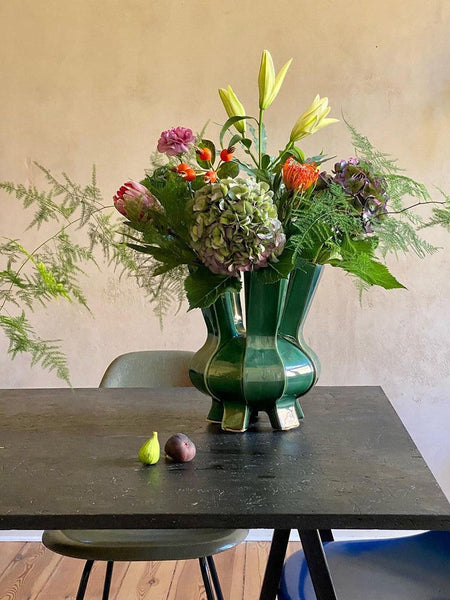 Unique Handmade Modern Flower Vase, Centerpiece Ceramic Bouquet Vases, Contemporary Vases on Dining Table, Green Porcelain Vases for Modern Home Decor-Silvia Home Craft