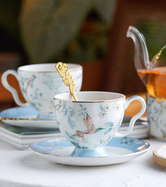 Porcelain Coffee Cup, Ceramic Tea Cup Set, Luxury Tea Cup with Saucer, Elegant Coffee Cup, Porcelain Tea cups, British Tea Cup Set, Afternoon Tea Cup with Saucer Set-Silvia Home Craft