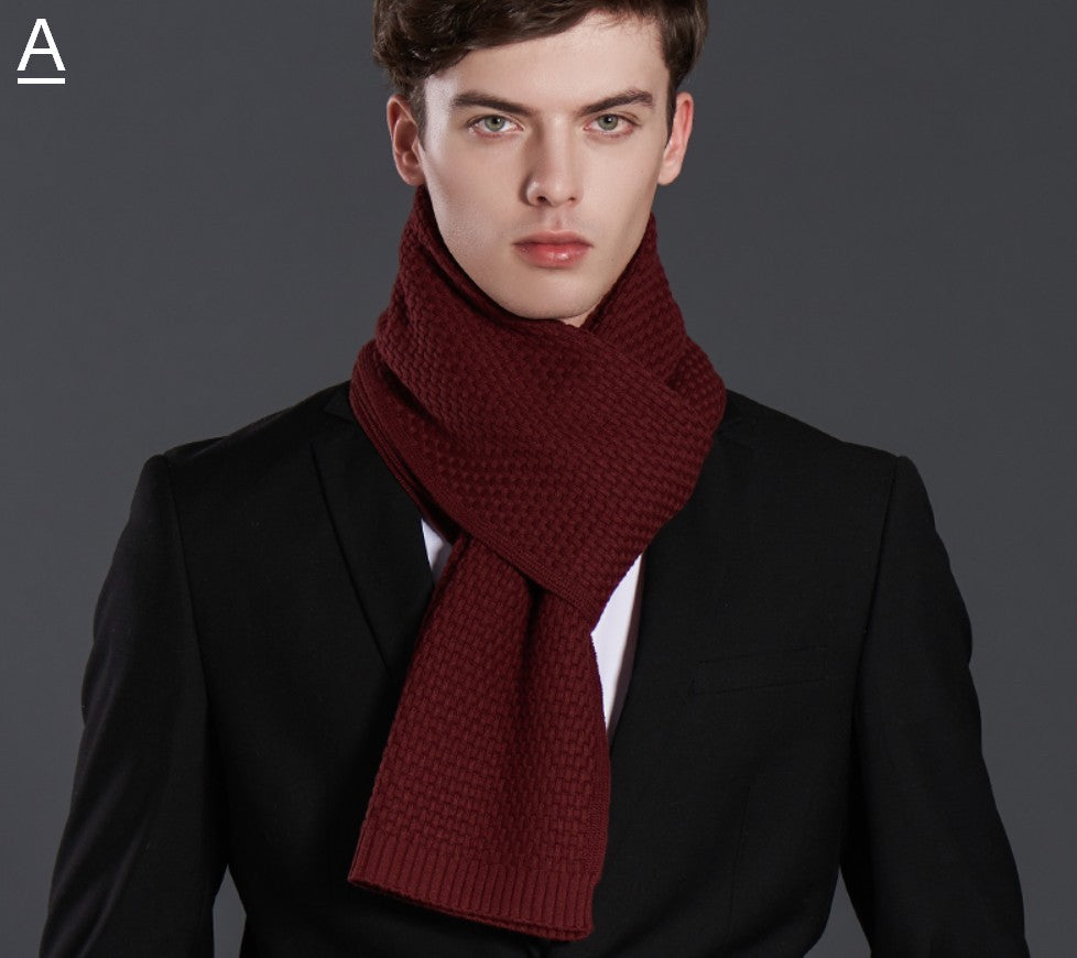 Simple Business Formal Men Scarf Styles, Red Thick Wool Scarf, Wool Scarf for Gentleman, Men's Winter Scarf, Casual Scarf Men, Men's Wool Scarf Winter, Fashion Scarf