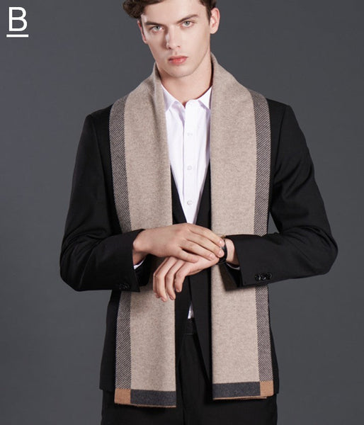 Fashion Scarf, Simple Business Formal Men Scarf Styles, Beige Thick Wool Scarf, Wool Scarf for Gentleman, Men's Winter Scarf, Casual Scarf Men, Men's Wool Scarf Winter-Silvia Home Craft