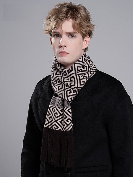 Modern Casual Scarf Men, Formal Men Scarf Styles, Men's Wool Scarf Winter, Men's Winter Scarf, Thick Wool Scarf for Men, Business Wool Scarf for Gentleman-Silvia Home Craft