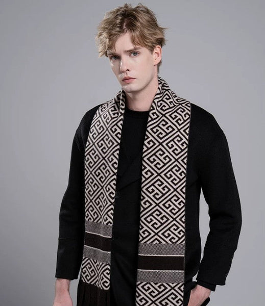 Modern Casual Scarf Men, Formal Men Scarf Styles, Men's Wool Scarf Winter, Men's Winter Scarf, Thick Wool Scarf for Men, Business Wool Scarf for Gentleman-Silvia Home Craft