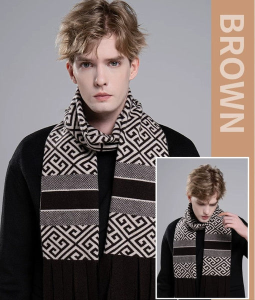 Modern Casual Scarf Men, Formal Men Scarf Styles, Men's Wool Scarf Winter, Men's Winter Scarf, Thick Wool Scarf for Men, Business Wool Scarf for Gentleman-Silvia Home Craft