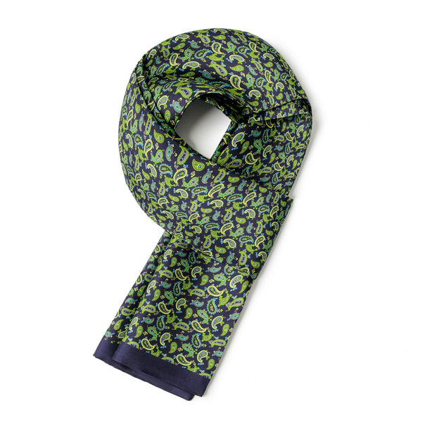 Formal Wear Silk Scarf, Silk Ascot For Men, Lightweight Silk Scarf Men, Green Silk Neckerchief For Business, Mens Spring Autumn Scarf, Mens Dress Silk Scarf, Long Silk Scarf for Men, High Quality Silk Necktie-Silvia Home Craft