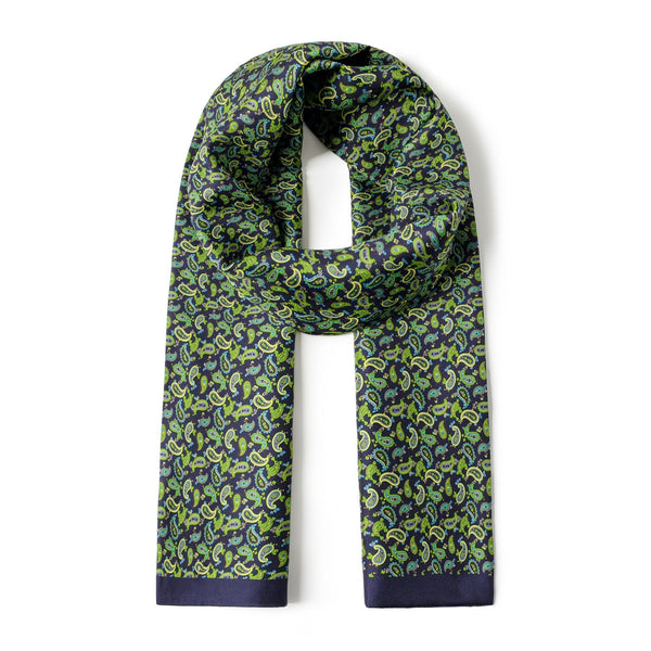 Formal Wear Silk Scarf, Silk Ascot For Men, Lightweight Silk Scarf Men, Green Silk Neckerchief For Business, Mens Spring Autumn Scarf, Mens Dress Silk Scarf, Long Silk Scarf for Men, High Quality Silk Necktie-Silvia Home Craft