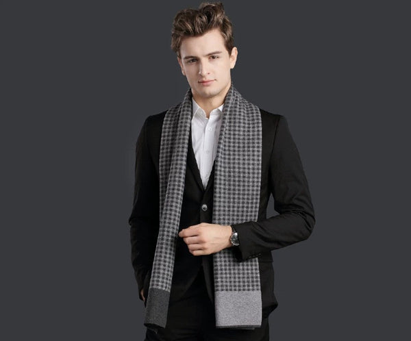 Men's Winter Scarf, Formal Men Scarf Styles, Casual Scarf Men, Modern Wool Scarf for Men, Men's Wool Scarf Winter, Business Wool Scarf for Gentleman-Silvia Home Craft