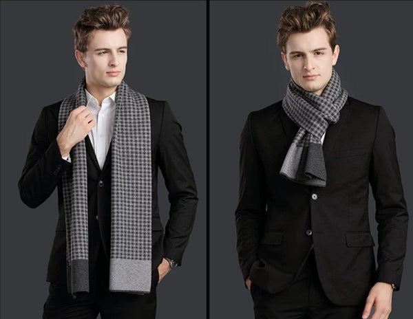 Men's Winter Scarf, Formal Men Scarf Styles, Casual Scarf Men, Modern Wool Scarf for Men, Men's Wool Scarf Winter, Business Wool Scarf for Gentleman-Silvia Home Craft