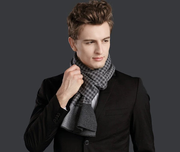 Men's Winter Scarf, Formal Men Scarf Styles, Casual Scarf Men, Modern Wool Scarf for Men, Men's Wool Scarf Winter, Business Wool Scarf for Gentleman-Silvia Home Craft
