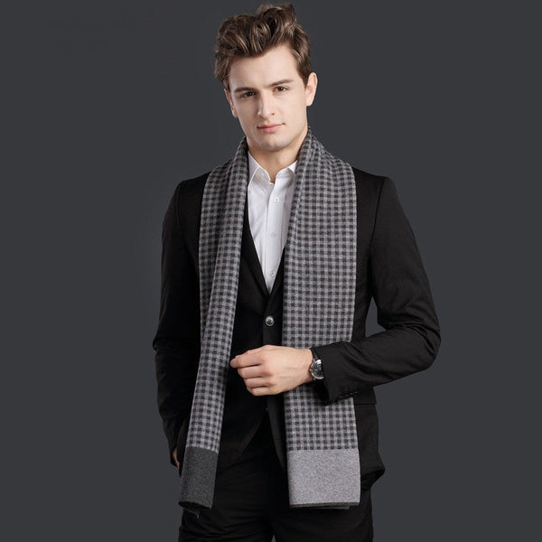 Men's Winter Scarf, Formal Men Scarf Styles, Casual Scarf Men, Modern Wool Scarf for Men, Men's Wool Scarf Winter, Business Wool Scarf for Gentleman-Silvia Home Craft