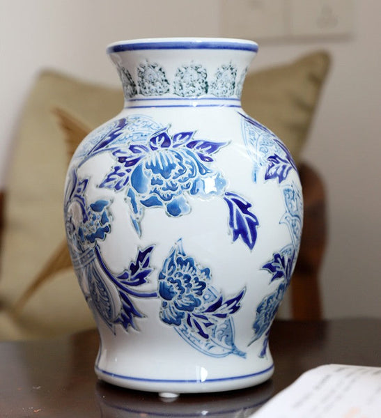 Handmade Flower Vase, Vintage Flower Vases on Dining Table, Porcelain Flower Vases, Centerpiece Ceramic Bouquet Vases-Silvia Home Craft