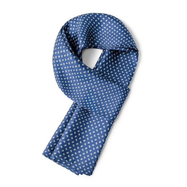 Formal Wear Silk Scarf, Silk Ascot For Men, Blue Mens Spring Autumn Scarf, Lightweight Silk Scarf Men, Silk Neckerchief For Business, Mens Dress Silk Scarf, Long Silk Scarf for Men, High Quality Silk Necktie-Silvia Home Craft