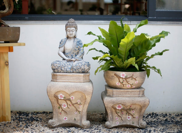 Buddha Statue, Sitting Buddha Statue, Large Figure Statue for Garden Ornament, Villa Courtyard Decor, Outdoor Decoration Ideas, Garden Decor Ideas-Silvia Home Craft