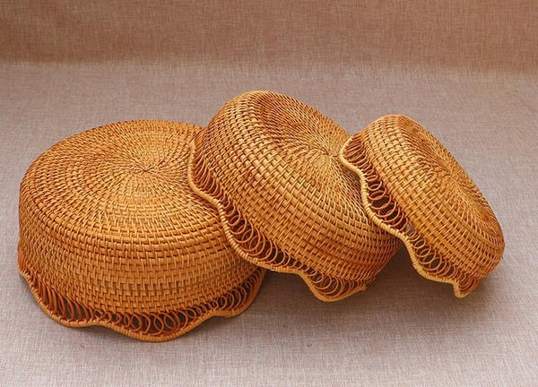 Woven Round Storage Basket, Cute Small Rattan Woven Baskets, Fruit Storage Basket, Storage Baskets for Kitchen-Silvia Home Craft