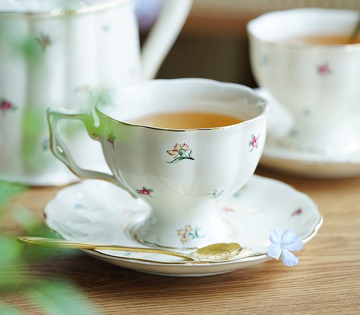 Bone China Porcelain Tea Cup Set, Beautiful British Tea Cups, Traditional English Tea Cups and Saucers, Unique Ceramic Coffee Cups-Silvia Home Craft