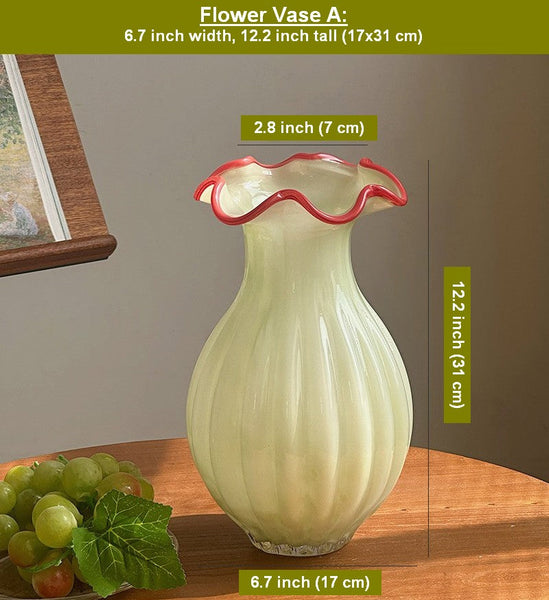 Unique Handmade Vase for Flowers, French Vintage Glass Flower Vases, Glass Bud Vases, Flower Vases on Table-Silvia Home Craft