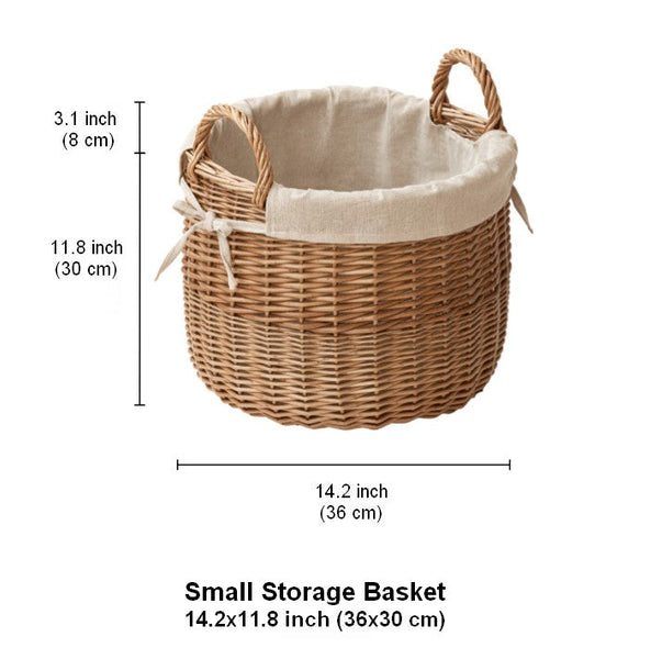Large Round Storage Basket for Clothes, Natural Hand-woven Wicker Storage Basket for Clothes, Willow Weaving Baskets for Clothes, Extra Large Kitchen Storage Baskets-Silvia Home Craft