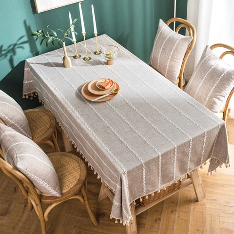 Cotton and Linen Tablecloths, Kitchen Rectangular Table Covers, Rectangular Tablecloth for Oval Table, Farmhouse Table Cloths for Dining Room-Silvia Home Craft
