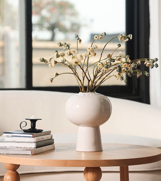 Porcelain Vases for Modern Home Decor, Handmade Modern Flower Vase, Contemporary Vases on Dining Table, Centerpiece Ceramic Bouquet Vases-Silvia Home Craft