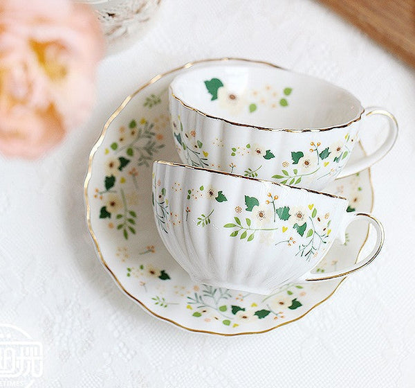 Unique Ceramic Coffee Cups, Creative Porcelain Tea Cup Saucer Set, Traditional English Tea Cup and Saucer, Afternoon British Tea Cups-Silvia Home Craft