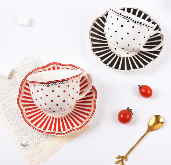 Creative Porcelain Tea Cup Saucer Set, Elegant Modern Ceramic Coffee Cups, Unique Porcelain Cup and Saucer, Afternoon British Tea Cups-Silvia Home Craft