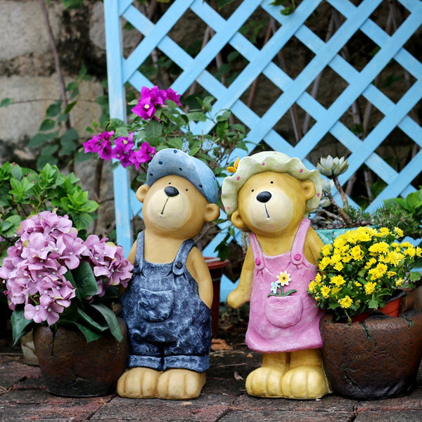 Garden Animal Sculpture Bear Statues, Garden Decor Ideas, Outdoor Garden Decoration, Animal Statues, Garden Ornament, Villa Courtyard Decor-Silvia Home Craft