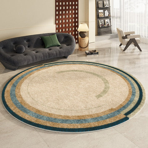 Modern Area Rugs under Coffee Table, Abstract Contemporary Round Rugs, Modern Rugs for Dining Room, Geometric Modern Rugs for Bedroom-Silvia Home Craft