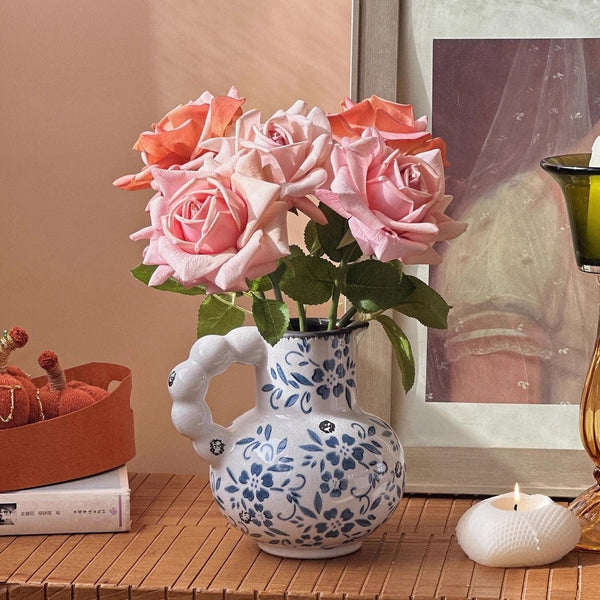 Rustic Porcelain Flower Vases, Ceramic Bud Vases, Unique Handmade Ceramic Vases, Small Flower Vases on Table-Silvia Home Craft