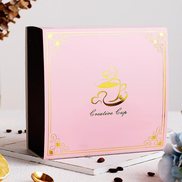British Tea Cups, Coffee Cups with Gold Trim and Gift Box, Elegant Porcelain Coffee Cups, Tea Cups and Saucers-Silvia Home Craft