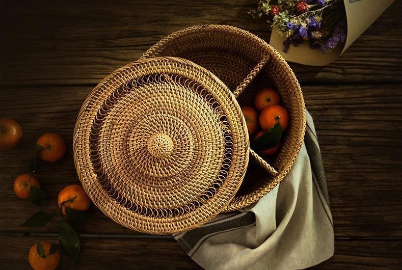 Indonesia Woven Storage Basket, Small Food and Snacks Basket, Kitchen Storage Basket, Storage Basket for Dining Room-Silvia Home Craft