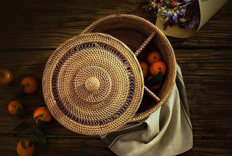 Indonesia Woven Storage Basket, Small Food and Snacks Basket, Kitchen Storage Basket, Storage Basket for Dining Room-Silvia Home Craft
