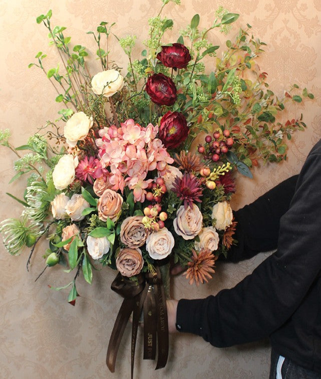 Amazing Artificial Floral Arrangement for Bedroom, Modern Large Bunch of Flowers Arrangement Interior Design, Creative Faux Silk Floral Bouquet Table Centerpiece-Silvia Home Craft