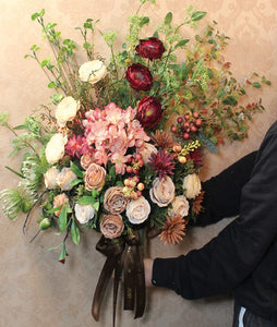Amazing Artificial Floral Arrangement for Bedroom, Modern Large Bunch of Flowers Arrangement Interior Design, Creative Faux Silk Floral Bouquet Table Centerpiece-Silvia Home Craft