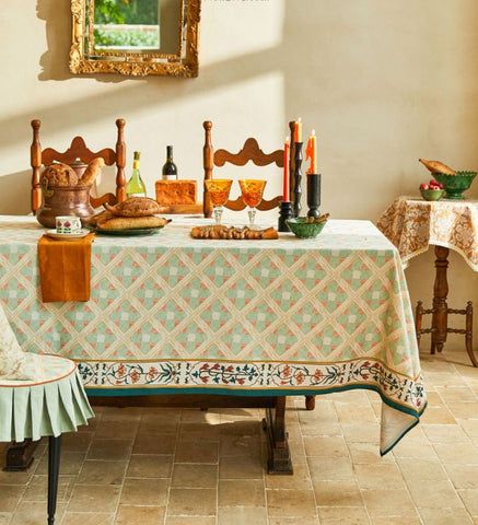 British Mid Century Fiberflax Tablecloth, Rectangle Tablecloth for Dining Room Table, Square Tablecloth for Coffee Table, Farmhouse Table Cloth, Wedding Tablecloth, Waterproof Tablecloth-Silvia Home Craft