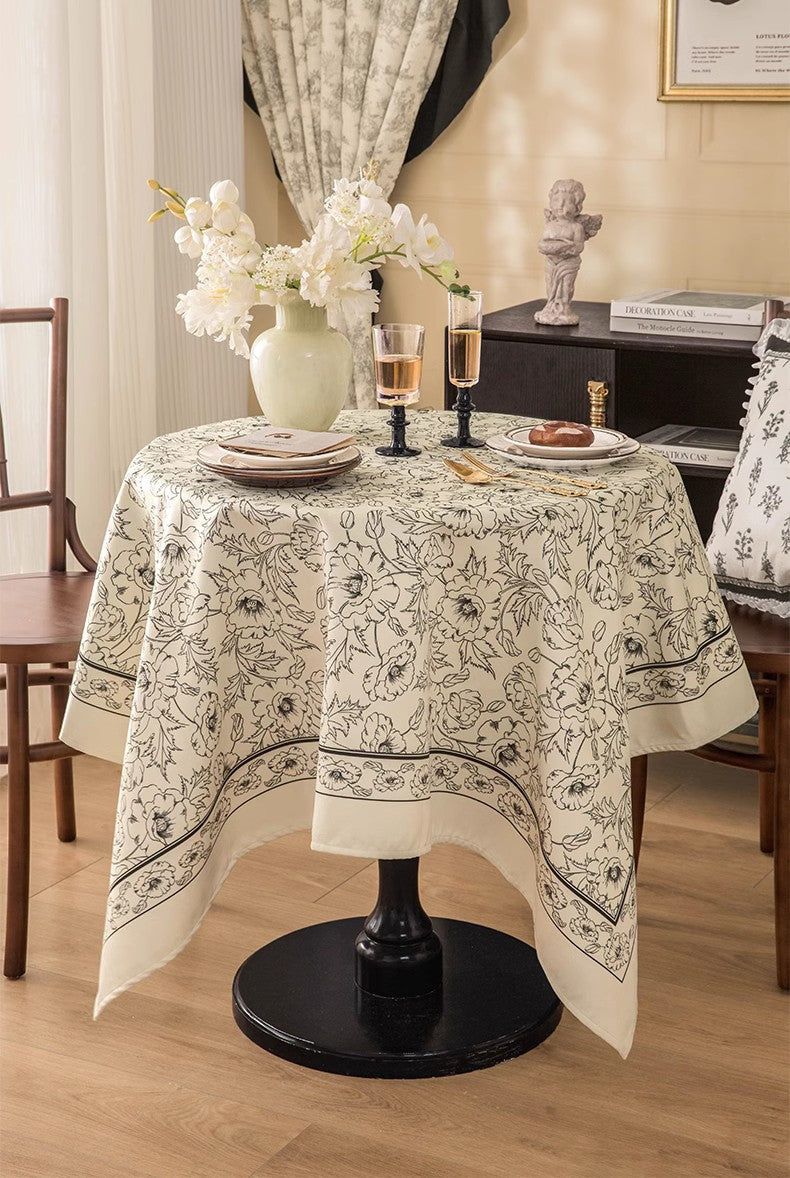 Large Flower Pattern Table Cover for Dining Room Table, Rectangular Tablecloth for Dining Table, Modern Rectangle Tablecloth for Oval Table-Silvia Home Craft