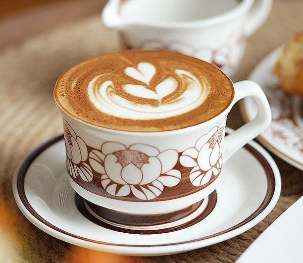 Elegant Ceramic Coffee Cups, Flower Porcelain Tea Cup Saucer Set, Beautiful British Tea Cups, Traditional English Tea Cup and Saucer-Silvia Home Craft